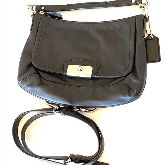 Coach Women's Black Leather Top Zip Satin Lined Crossbody Handbag 11.5"L X 8.5"H - Picture 5 of 12